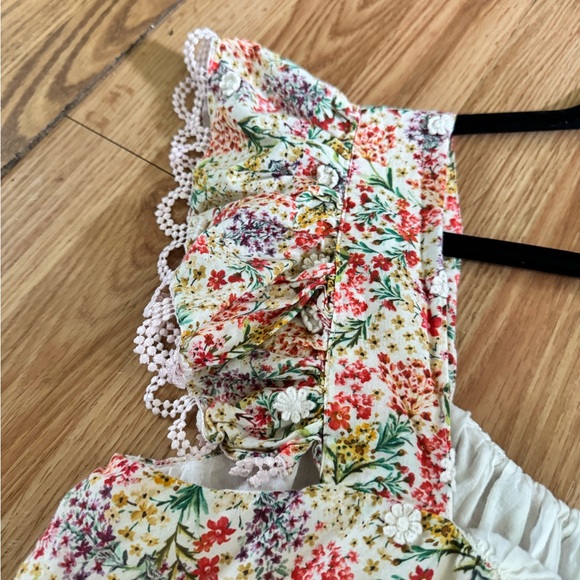 Farm Rio Delicate Forest Scarves Square Neck Blouse Size Medium - Picture 5 of 9